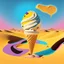 Placeholder: an ice cream in the style of kandinsky in the desert