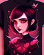 Placeholder: A detailed illustration darkred Goth girl, t-shirt design, pastel tetradic colors, 3D vector art, cute and quirky, fantasy art, watercolor effect, bokeh, Adobe Illustrator, hand-drawn, digital painting, low-poly, soft lighting, bird's-eye view, isometric style, retro aesthetic, focused on the character, 4K resolution, photorealistic rendering, using Cinema 4D, vector logo, vector art, put word "FuriuS", 2d, emblem, 2d, use pasten colors