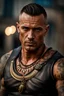 Placeholder: portrait of a 35 year old Handsome muscular mercenary with light bronze skin adorned with tattoos. photorealistic