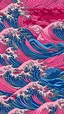 Placeholder: wave dark blue Kanagawa pink backgroung