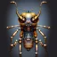 Placeholder: steampunk transparent cybernetic biomechanical robotic bug of death, symmetrical, front facing, very coherent symmetrical artwork, unreal engine realistic render, 8 k, micro detail, gold and steel intricate, elegant, highly detailed, digital painting, artstation, smooth, sharp focus, illustration, artgerm, tomasz alen kopera, wlop, unreal engine