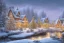 Placeholder: Christmas town river mountain