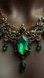 Placeholder: gothic emerald and gold necklace, perfect composition, hyperrealistic, super detailed, 8k, high quality, trending art, trending on artstation, sharp focus, studio photo, intricate details, highly detailed, by greg rutkowski