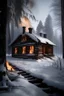 Placeholder: Forest, old house, fire, snow