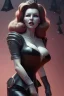 Placeholder: Rita Hayworth as evil queen in black leather, busty, cleavage, dominatrix, curvy, angry, stern look. character design by cory loftis, fenghua zhong, ryohei hase, ismail inceoglu and ruan jia. unreal engine 5, artistic lighting, highly detailed, photorealistic, fantasy