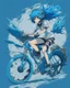 Placeholder: Anime design on a bike in blue