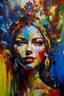 Placeholder: Beautiful Queen in abstract expressionist painting in vivid colors, thick impasto brushstrokes, spontaneous drips and splatters, texture and movement, explore emotions and ideas through non-representational forms --v 5.2