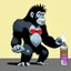 Placeholder: Gorillaz style cartoon Gorilla spraying glue by Jamie Hewlett