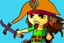 Placeholder: Cartoony and muscular Captain Jack Sparrow, Legend Of Zelda: Wind Waker style, stylized, colorful, adventurous.