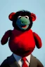 Placeholder: Waist up muppet Portrait, Kim Jong-un as muppet doll, black suit, photo studio, red background, unreal engine 5, concept art, art station, god lights, ray tracing, RTX, lumen lighting, ultra detail, volumetric lighting, 3d.