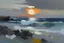 Placeholder: seascape with sunset by Chris bushe with thick oil and palette knife