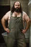 Placeholder: full figure photo, two burly big chubby sicilian plumber, dirty, ripped overalls, 33 years old, crossed arms, shaved, long beard, manly chest, very virile, hairy, manly arms, ugly, big thighs, under the shower, sunlight , photorealistic, 35mm lens, ultra detailed