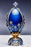 Placeholder: A Fabergé jewelled egg, the exterior of the egg resembles perfect blue crystal egg formed with many gold decorations. It is studded with diamonds and is made from quartz, platinum, and orthoclase with miniature flowers, diamonds and made from platinum and gold, the flowers and plants made of white quartz and gold, The box features decorative Swarovski crystals and an enamel finish, high quality, detailed, photography, stunning