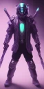 Placeholder: purple galaxy masked super villain, weapons in hands, teal and purple smoke, full portrait, hyper realistic, 4k