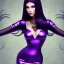 Placeholder: alluring slim witch of darkness in tight purple dress with very long darkbrown-hair and blonde bangs