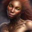 Placeholder: michaela coel ginger, freckles, red hair, bodybuilder by gerald brom luis royo