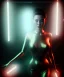 Placeholder: Ultra realistic photographic night portrait, cinematic, happy <Asian woman> in garage <droid friend>, hot, retro futuristic dress <Helmut newton photo style>, neon lights, color fog, soft color, highly detailed, unreal engine 5, ray tracing, RTX, lumen lighting, ultra detail, volumetric lighting, high definition.