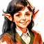 Placeholder: dnd, fantasy, watercolour, portrait, illustration, halfling, female, laborous, opportunistic, hearthy, sly, authoritative, smiling, wide face