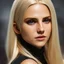 Placeholder: Photorealistic headshot of a beautiful blonde assassin