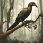 Placeholder: Bird with a snake head in forest branch