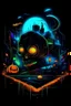 Placeholder: "Create an AI painting art logo for T-shirt piece that blends the eerie enchantment of Halloween with a futuristic twist. Picture a cyberpunk-themed Halloween night, where neon lights and holographic jack-o'-lanterns illuminate the streets, and supernatural beings meet cutting-edge technology."