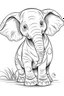 Placeholder: outline art for Elephant Calf coloring pages with sitch, white background, Sketch style, full body, only use outline, toddlers style, clean line art, white background, no shadows and clear and well outlined.