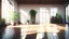 Placeholder: Empty room of modern contemporary loft with plants on wooden floor. Generative AI By AngrySun
