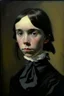 Placeholder: Young Emily Dickinson portraiture by Wolfgang Alt, oil on canvas, Fine Art, Abstract, Conceptual, Figurative, Dark color palette, high quality,