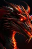 Placeholder: Ultra realistic dragon dark skin with red highlights dark fantasy fiery background