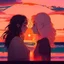 Placeholder: sunset, lofi colors, lofi vibes, cool colors, 2 girl