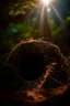 Placeholder: A cave entrance A very fine spider web crepuscular lighting, unsplash photography, BOKEH shot style of time-lapse photography, fujifilm provia 400x, 100mm lens, luminous shadows, renaissance-inspired , home and garden, wildlife nature photography, HDRI. A nest in front of the spider web with a dove laying in it