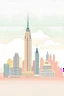 Placeholder: New York skyline Empire State Building art pastel color premium minimalistic illustration "new York"