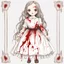 Placeholder: A girl's doll wearing a white dress with red blood bleeding from the back