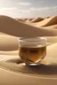 Placeholder: 3d render arabic desert , dune , glass cup of tea