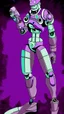 Placeholder: cyborg Franky nion purple Suspicion interested in-depth details