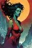 Placeholder: create a ethereal, otherworldly seductive ancient female succubus , in the comic book art style of Mike Mignola, Bill Sienkiewicz, and Jean Giraud Moebius, with highly detailed and sharply defined feminine facial features , finely penciled and inked , dramatic natural lighting