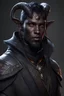 Placeholder: dnd character art of a tiefling warlock. high resolution cgi, 4k, short flush horns, tiny ears, charcoal skin, dark gray complexion, unreal engine 6, high detail, cinematic.