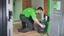 Placeholder: centurylink on-site technician breaking in to house through pet door