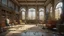 Placeholder: deconstructed interior with figures, monumental and contemporary furniture, by mattias adolfsson, by anish kapoor,, shot on large format film, 8k higly detailed, extreme wide angle, trending on artstation, octane render, cinematic lighting, hyper realism, high