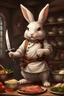 Placeholder: divine bunny with chefs knife dnd realism art adventurer