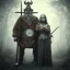 Placeholder: old viking with his zombie wife, scary, steam punk, realistic, made in octane, cinematic, ultra-realistic, extremely detailed octane rendering, 8K, VRAY Super Real ar 2:3, dof photorealistic futuristic 50mm lens hard lighting dark gray tintype photograph, realistic lighting, sepia color