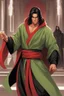 Placeholder: Full Muscluar Body, Male Tan Human, Sith, Red Blindfold, Green and Black Robes, Handsome face, Black hair.