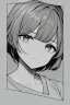 Placeholder: short hair girl passed out, close-up, greyscale