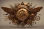 Placeholder: steampunk clock surrounded by cogs and springs, metal insects with wings