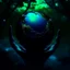 Placeholder: promise the world, dark green and blue colors, without hands, fantasy atmosphere, photo quality