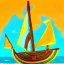Placeholder: Legend Of Zelda: Wind Waker style Small wooden ship, with bright sails, on a vast ocean, stylized, celshaded, colorful, adventurous, full view.