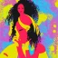 Placeholder: Portrait of beautiful black woman, illustration, bright colors, long hair