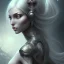 Placeholder: fantasy magic, intricate, sharp focus, illustration, highly detailed, digital painting, concept art, matte, masterpiece head sexy front view black blonde beauty space lady silver carp skin one head blonde space night