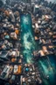 Placeholder: Junkpunk, city underwater, air view, macro photography,