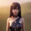 Placeholder: Anime girl cute neck head portrait, warrior costume, village, meditation, 8k quality